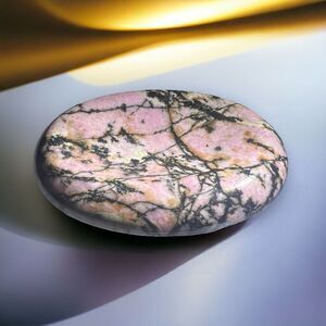 Oval Rhodonite‎ Crystal Worry Stone / Mini Bowl / Ring Holder (#3)